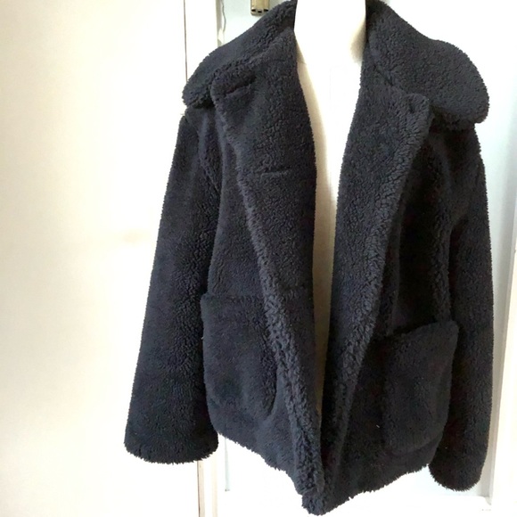 Zara black teddy bear coat medium - Picture 2 of 5